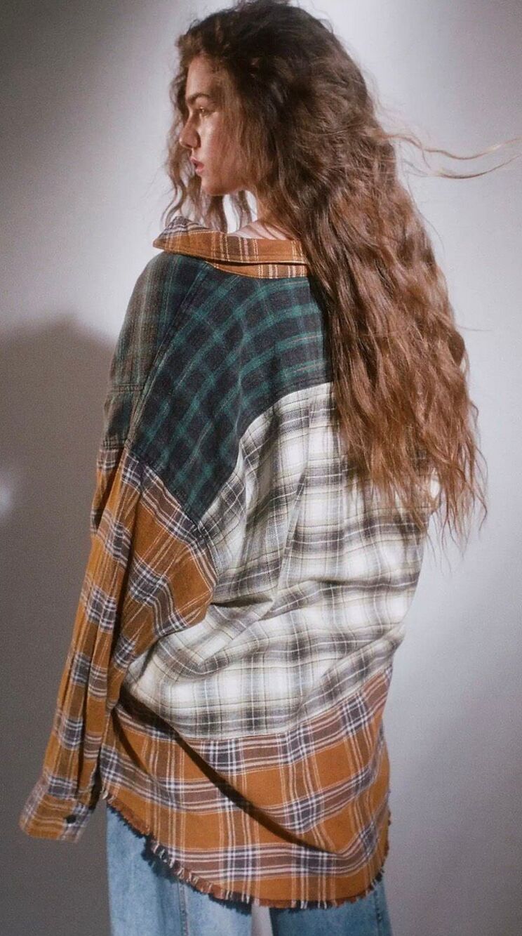 Urban Outfitters BDG Ted Flannel PLAID oversized BUTTON Shirt Top XS